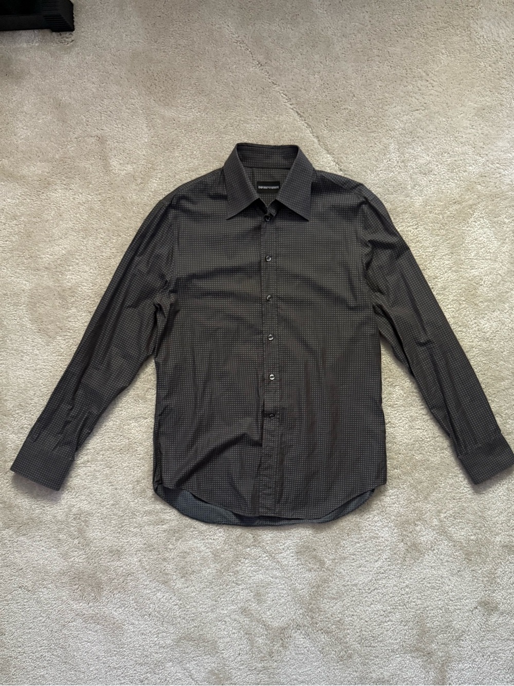 Emporio Armani Long-Black Patterned Dress Shirt